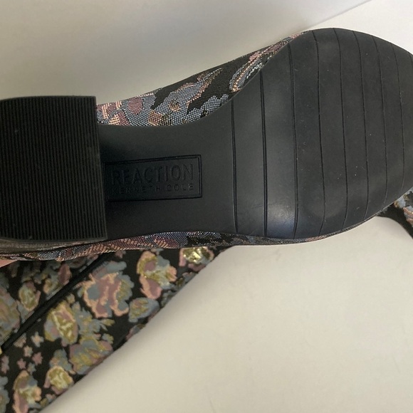 Kenneth Cole Floral Jacquard Knee High Boots 7 Iridescent Mob Wife Maximalist - Picture 5 of 16